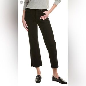 ASKK NY Crop Slim Wide Leg Jeans Raw Hem Black Resin 31 Ridgid Low Rise Straight